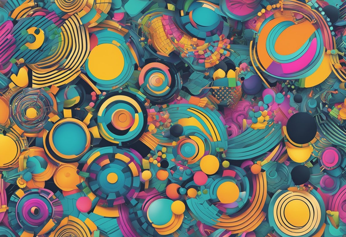 A computer generating colorful, abstract shapes and patterns with precision and speed